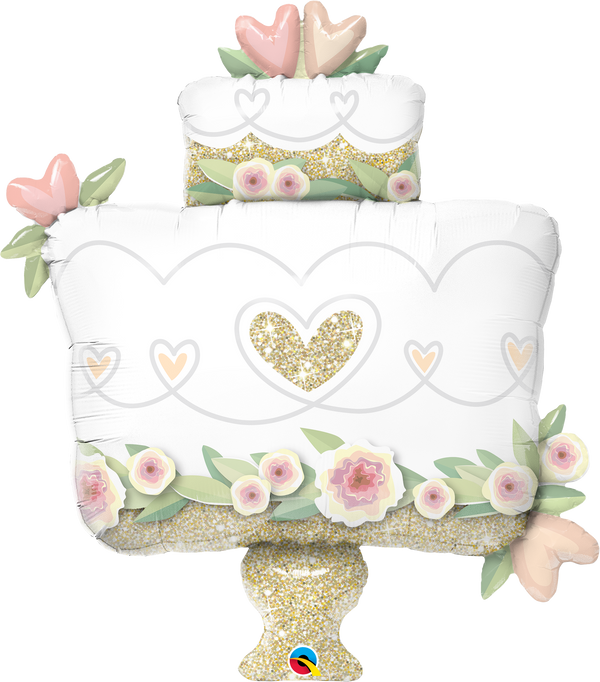 Wedding Cake Balloon Large Foil Mylar 41" Bridal Shower Wedding Helium Filled