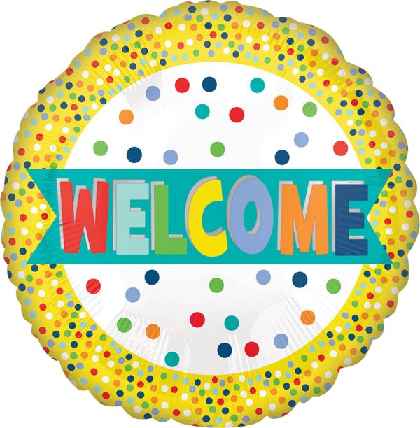 Welcome Polkadots 18" Foil Mylar Balloon Helium Filled