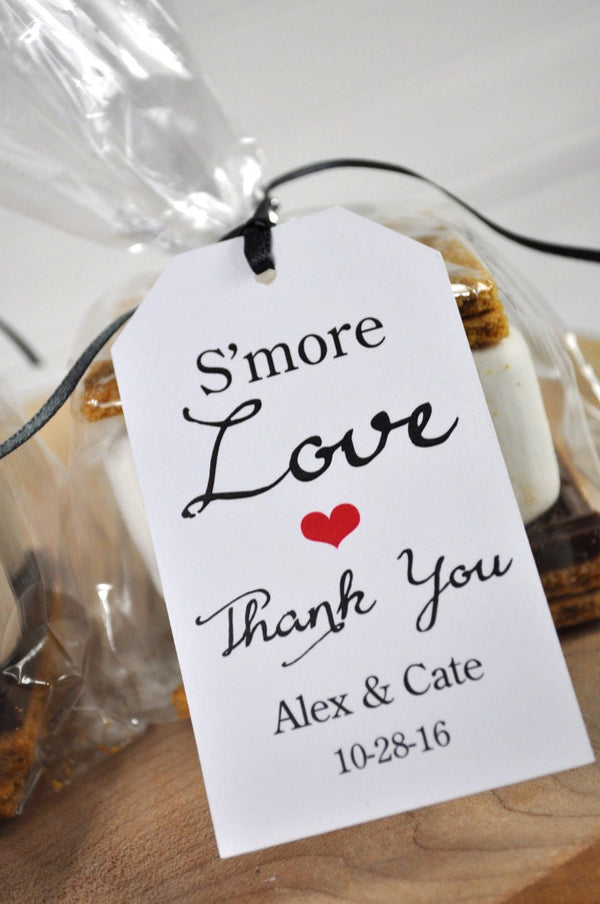 Wedding Favors, Smore Love Favor Tags, Bridal Shower Favor Tags, Rustic Wedding Favors, Thank You Tags, Personalized Favors - Set of 12