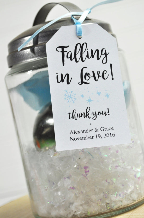 Winter Wedding Favors, Bridal Shower Favor Tags, Snowflake Favor Tags, Thank You Tags, Party Favors, Personalized Favors - Set of 12