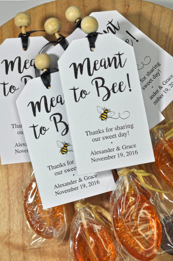 Meant To Bee Wedding Favor Tags, Bridal Shower Favor Tags, Thank You Tags, Bumble Bee Party Favors, Personalized Wedding - Set of 12 Tags