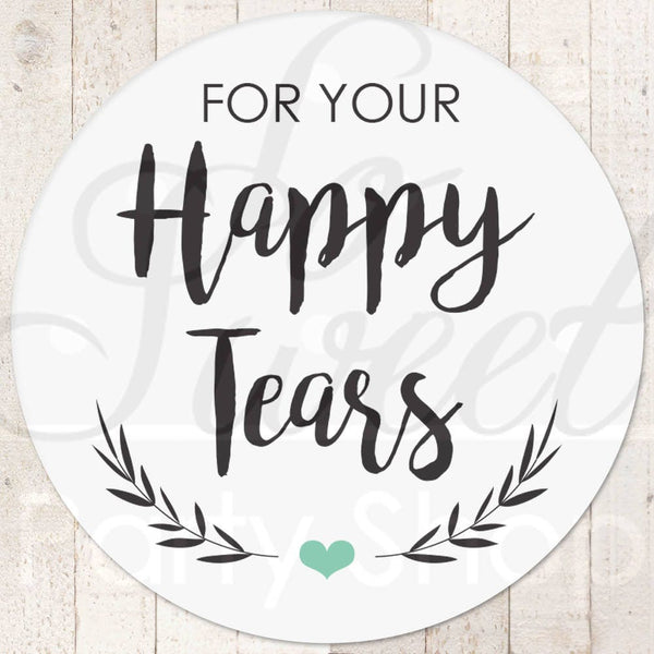 Wedding Favor Stickers, Happy Tears Stickers, Tissue Sticker, Wedding Labels, Tears Of Joy Stickers, Wedding Tears Labels - Set of 24