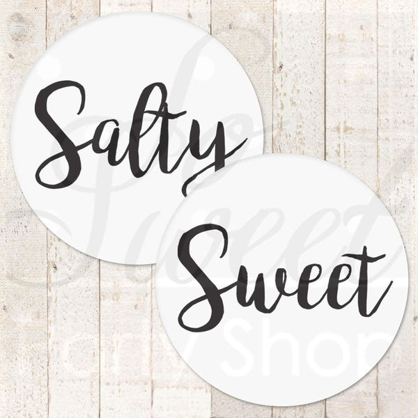 Sweet and Salty Stickers Wedding Favor Sticker Labels, Treat Bag Stickers, His and Her Favorite Stickers, Snack Bag Stickers - Set of 24