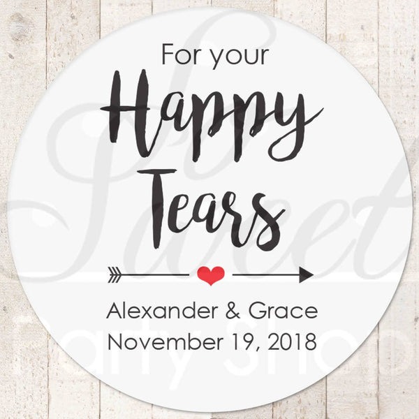 Happy Tears Stickers, Wedding Favor Stickers, Tissue Sticker, Wedding Labels, Tears Of Joy Stickers, Wedding Tears Labels - Set of 24