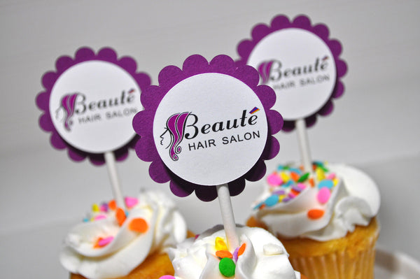 Logo Branded Cupcake Toppers, Personalized Corporate Logo Promotional Cupcake Toppers, Personalized Corporate Events, Promotional