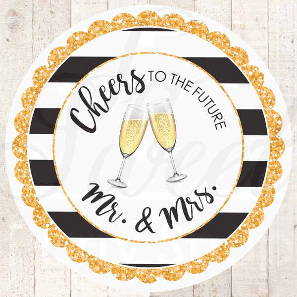 Wedding Favors, Sticker Labels, Bridal Shower Favors, Bachelorette Favors, Cheers To The Future Mr. & Mrs., Thank You Stickers - Set of 24
