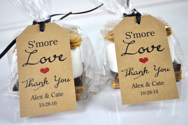 Wedding Favors, Smore Love Favor Tags, Rustic Wedding Favors, Thank You Tags, Bridal Shower Favor Tags, Personalized Favors - Set of 12