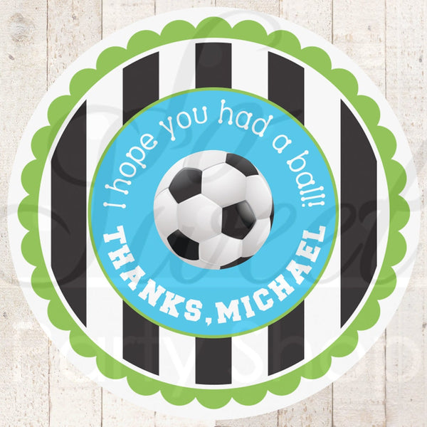 Soccer Boys Birthday Favor Sticker Labels, Soccer Party Favors, 1st Birthday Stickers, Thank You Stickers, Personalized Party - Set of 24