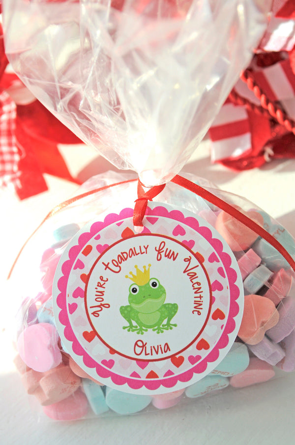 Toad Valentines Bag Tags Kids Valentine&#39;s Day Treat Tags, Valentines Day Favor Tags School Valentines Classroom Party - Set of 12 Tags