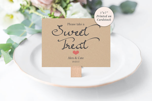 Rustic Wedding Sweet Treat Sign, Rustic Wedding Sign, Bridal Shower Sweet Table Sign, Candy Buffet Sign, 5x7 Sign Printed and Shipped