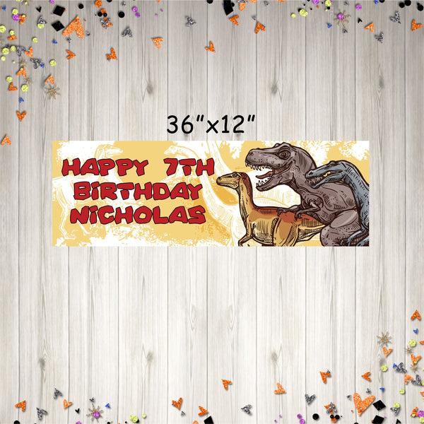 Dinosaur Banner, Dino Party Banner, Dinosaur Birthday Decorations, Dinosaur Party Banner T Rex Birthday Party - Printed and Shipped