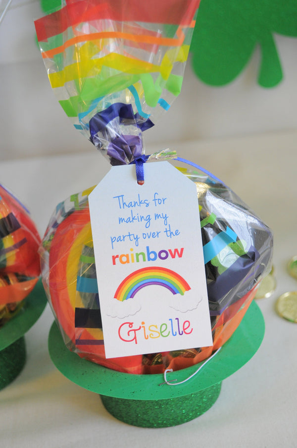 Rainbow Birthday Party Favor Tags, Rainbow Thank You Tags, Rainbow Party Supplies, Personalized Kids Rainbow Party Decorations - Set of 12