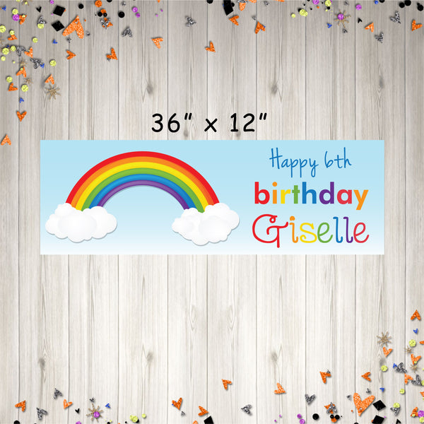 Rainbow Birthday Banner Party Decorations, Rainbow Party Banner - Printed and Shipped