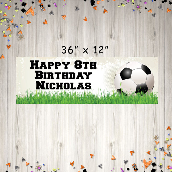 Soccer Birthday Party Banner, Sports Birthday Banner, Soccer Party Decorations, Personalized Banner - Printed and Shipped