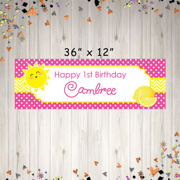 Birthday Banner Lemonade and Sunshine 1st Birthday Banner, You Are My Sunshine Birthday, Lemonade Birthday - Printed and Shipped