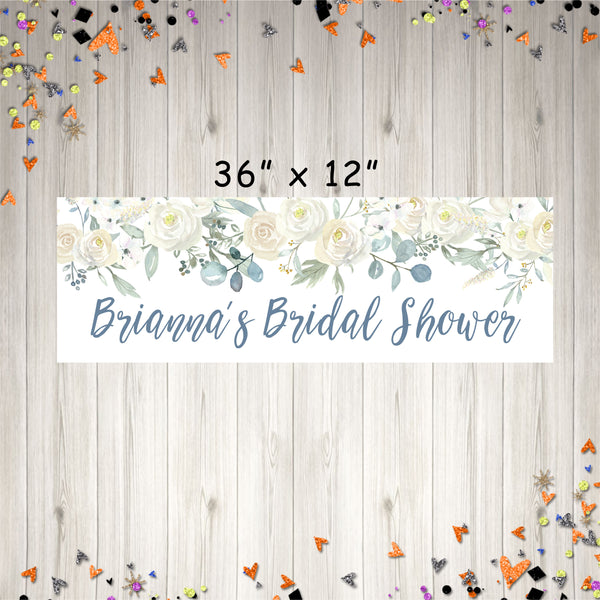 Bridal Shower Banner, Cream Floral Bridal Shower Decorations, Wedding Shower Banner, Printed & Shipped