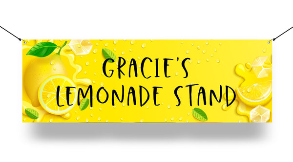 Lemonade Stand Sign Banner Personalized Outdoor Vinyl Banner Printed and Shipped 36" x 12"