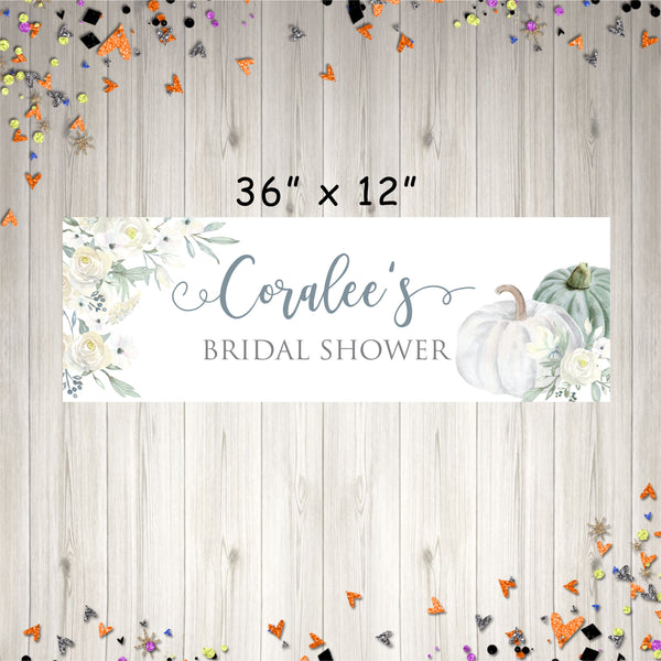 Pumpkin Bridal Shower Banner, Cream Floral Bridal Shower Decorations, Wedding Shower Banner, Printed & Shipped
