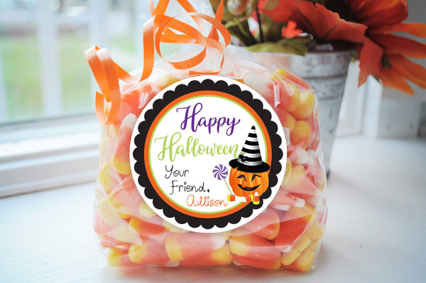 Halloween Favor Stickers, School Halloween Favors, Halloween Party Treat Bag Stickers, Trick Or Treat Stickers, Class Treat Tags - Set of 24