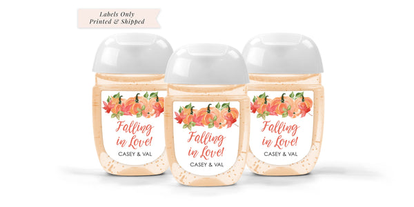 Pumpkin Bridal Shower Sanitizer Favor Labels Wedding Favor   Fall Wedding Bridal Shower Hand Sanitizer Labels - Set of 30 Labels