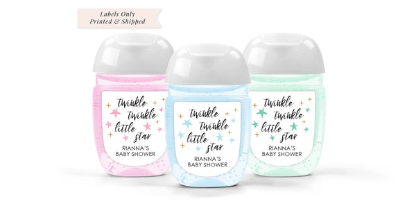 Baby Shower Sanitizer Favor Labels   Twinkle Twinkle Little Star Hand Sanitizer Labels, Gender Reveal Baby Shower - Set of 30 Labels