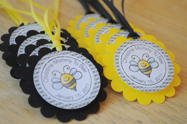 Bee Baby Shower Favor Tags, Baby Shower Party Favors, Bumble Bee Baby Shower Mommy To Bee Thank You Tags, Gender Neutral Shower - Set of 12