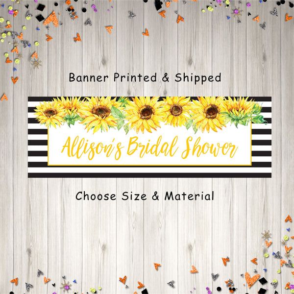 Sunflower Bridal Shower Banner, Fall Sunflower Bridal Shower Decorations, Wedding Shower Banner - Printed & Shipped