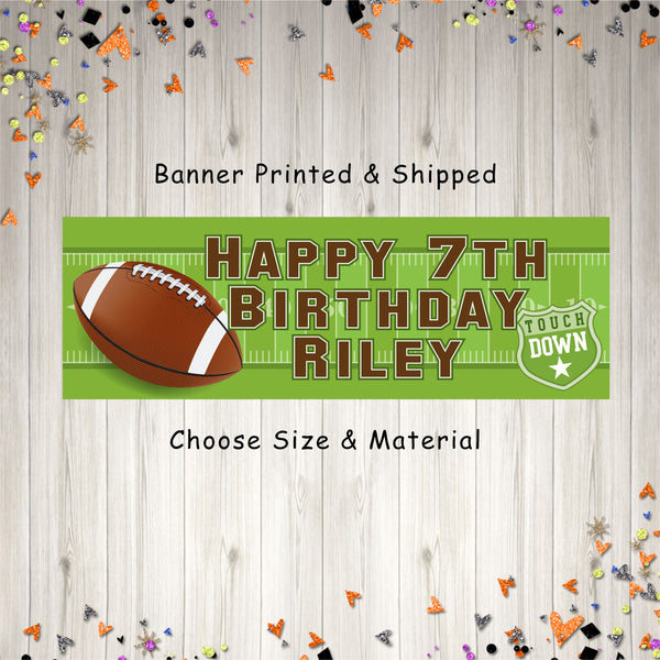 Football Birthday Party Banner, Sports Birthday Banner, Football Party Decorations, Personalized Banner - Printed and Shipped