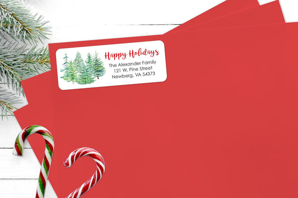 Happy Holidays Address Labels Envelope Seals Merry Christmas Stickers Gift Tags Christmas Trees Labels Christmas Seals Packaging - Set of 30