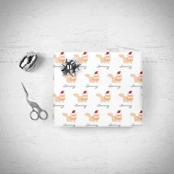 Personalized Cat Christmas Gift Wrap, Merry Christmas Pet Cat Gifts Personalized Wrapping Paper Gift Wrap Sheets Holiday Wrapping Paper