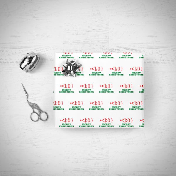 ASCII art Christmas Gift Wrap, 8 Bit Gamer Wrapping Paper, Gift Wrap Sheets, Holiday Wrapping Paper, Unique Geek Christmas Pixel Gift