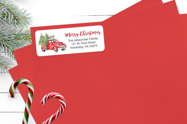 Merry Christmas Address Labels Envelope Seals Happy Holidays Stickers Gift Tags Christmas Truck Labels Christmas Seals Packaging - Set of 30