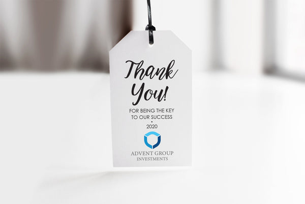 Personalized Corporate Logo Promotional Thank You Tags, Logo Branded Thank You Tags, Corporate Events Business Key To Our Success Tags