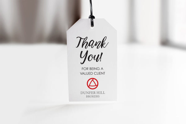 Promotional Logo Branded Thank You Tag, Business Logo Thank You Tags, Personalized Corporate Event Thank You For Being A Valued Client
