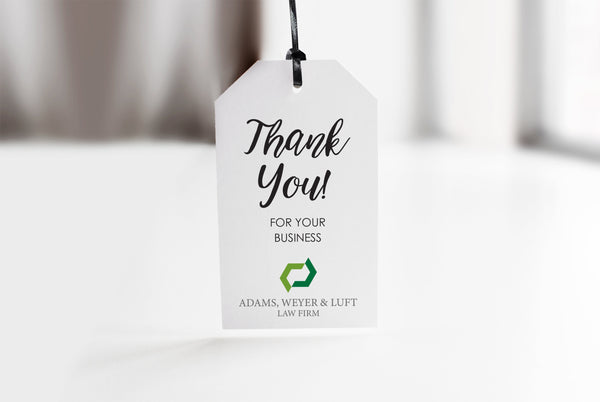 Thank You For Your Business Logo Branded Thank You Tags, Business Logo Promotional Thank You Tags, Personalized Corporate Event Gift Tags