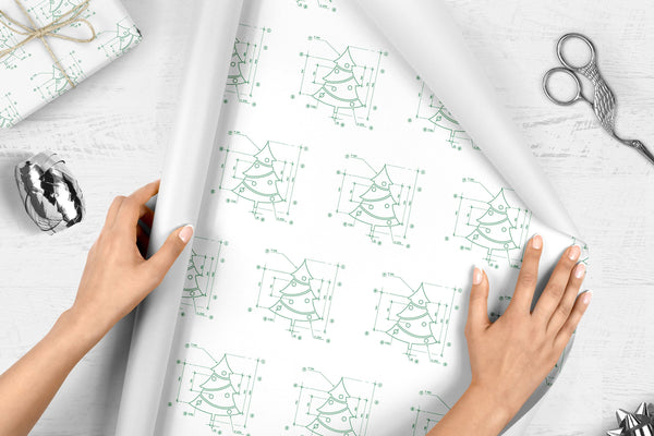 Engineer Architect Christmas Wrapping Paper, Holiday Gift Wrap, Unique Geek Gift Wrap Sheets, Christmas Tree Gift Wrap, Funny Christmas Gift