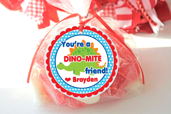 Dinosaur Valentine&#39;s Day Treat Tags, Kids Valentines Tags School Classroom Valentine Party, Valentines Day Goody Bag Tags - Set of 12 Tags