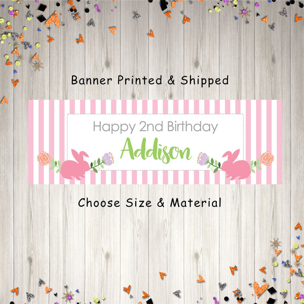 Bunny Birthday Banner, Easter Birthday Banner, Some Bunny is One Birthday Party Decorations, 1st Birthday Banner - Printed & Shipped