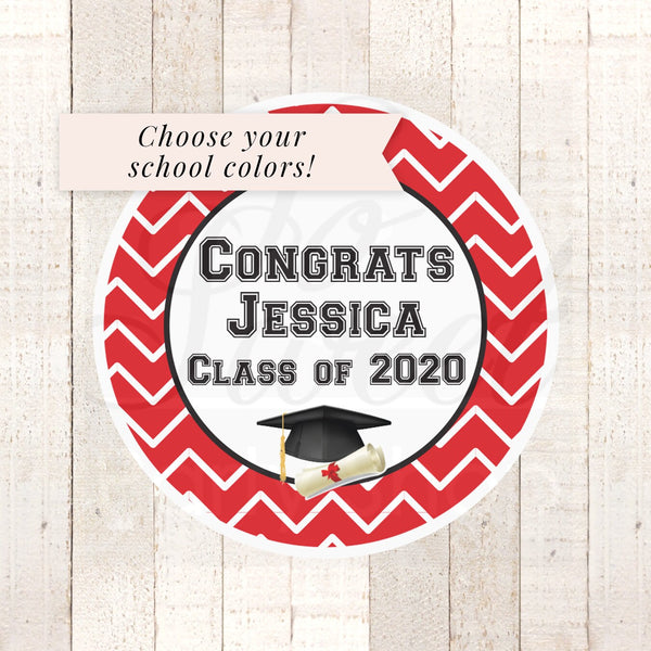 Graduation Party Favors Stickers, Class of 2021 Congrats Grad, Personalized Party Favors Treat Labels Goodie Bag Stickers - Set of 24 Labels