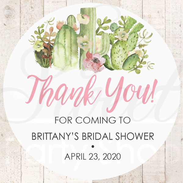 Bridal Shower Sticker Favors Cactus Wedding Favor Stickers, Thank You Stickers, Desert Succulents Wedding Favor Sticker Labels - Set of 24