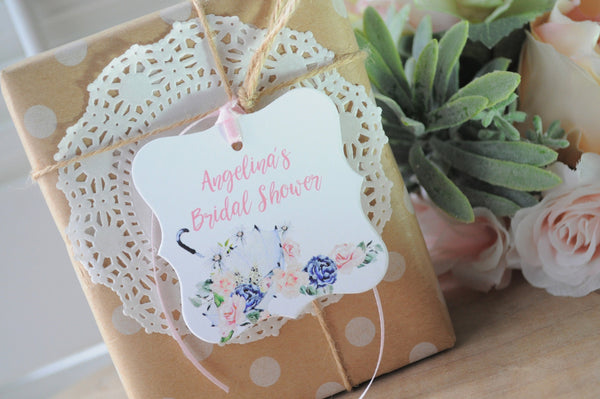 Bridal Shower Favor Thank You Tags, Wedding Favors Personalized Wedding Tags, Umbrella Bridal Shower Hang Tags - Set of 12