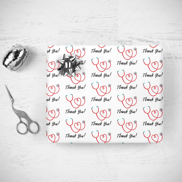 Nurse Thank You Gift Wrap, Doctor Thank You Gift Wrap Stethoscope, Healthcare Worker Wrapping Paper, Nurse Doctor Retirement Gift