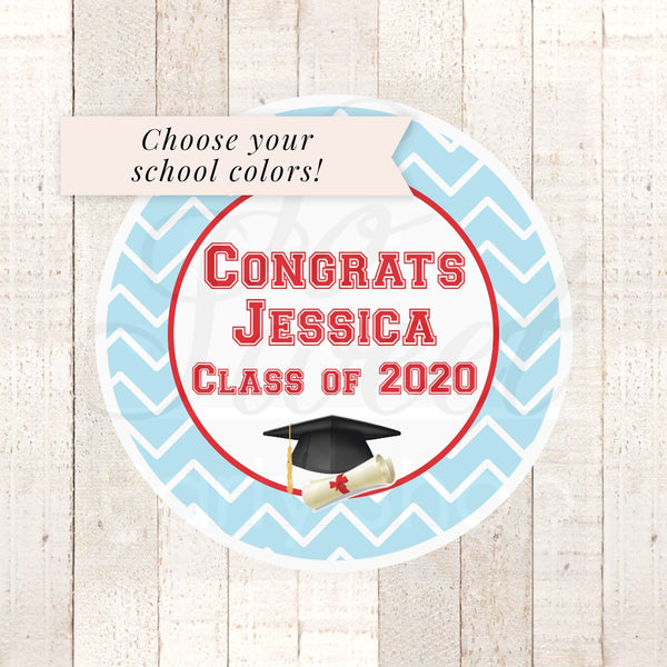 Graduation Party Favors Stickers, Class of 2021 Congrats Grad, Personalized Party Favors Treat Labels Goodie Bag Stickers - Set of 24 Labels