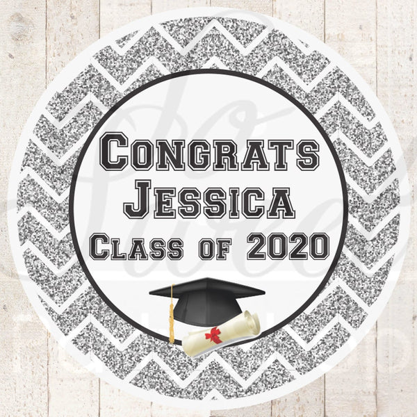 Graduation Party Favor Stickers, Sweet Success Congrats Grad Personalized Party Favor, Gold or Silver Graduation Sticker - Set of 24 Labels