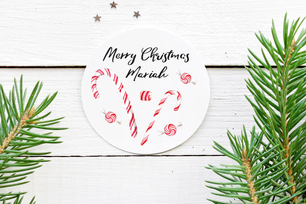 Christmas Stickers Gift Tags Candy Cane, Merry Christmas Labels, Happy Holidays Stickers Envelope Seals Christmas Packaging - Set of 24