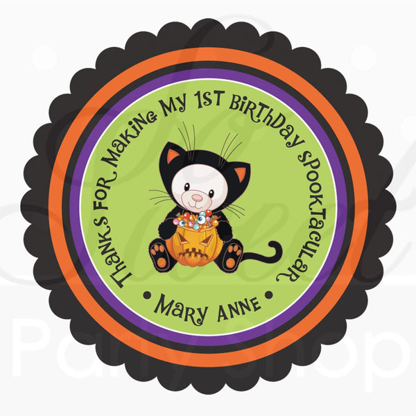 Halloween Favor Stickers, School Halloween Favors, Halloween Party Treat Bag Stickers, Trick Or Treat Stickers, Class Treat Tags - Set of 24