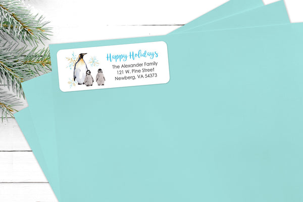 Happy Holidays Address Labels Envelope Seals Merry Christmas Stickers Gift Tags Penguin Labels Christmas Seals Packaging - Set of 30