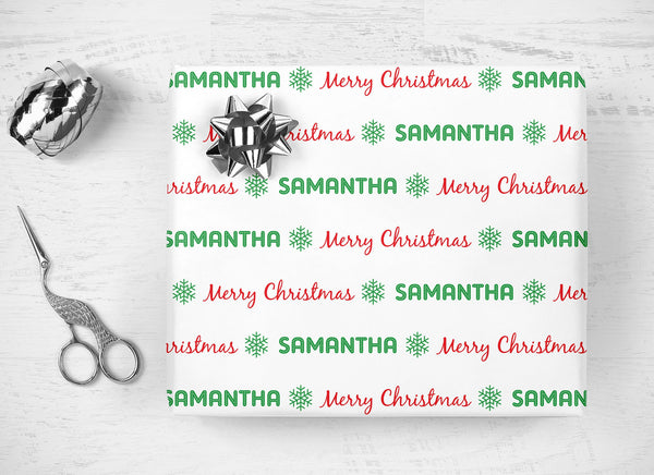 Personalized Name Christmas Gift Wrap, Personalized Name Wrapping Paper, Gift Wrap Sheets, Holiday Wrapping Paper, Unique Christmas