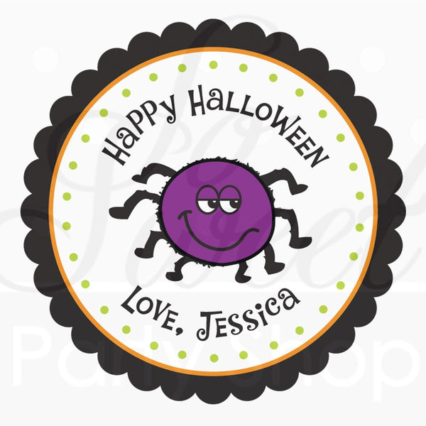 Halloween Favors Personalized Stickers - Spider - Halloween Favors, Halloween Party