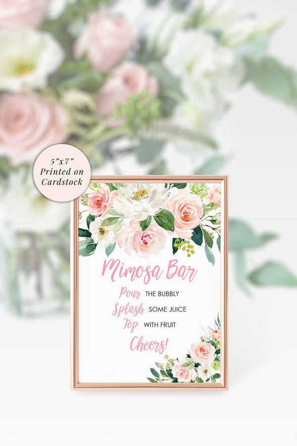 Mimosa Bar Sign 5x7 Print, Bridal Shower Signs, Mom-osa Bar Baby Shower, Bachelorette Party Signs, Bridal Shower Decorations, Wedding Signs